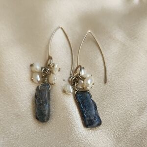 Elegant Pearl and Stone Drop Earrings (A45)